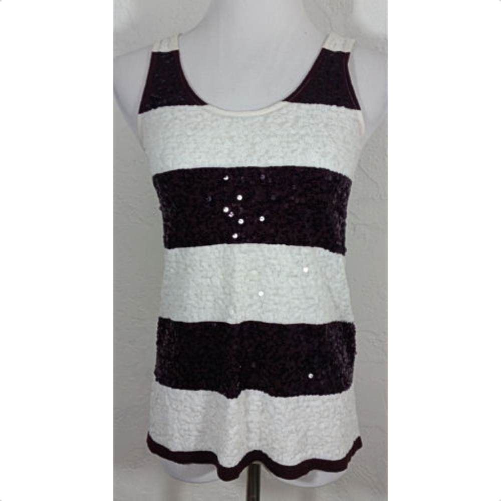 Ann Taylor Loft SP Tank Top Striped Sequins